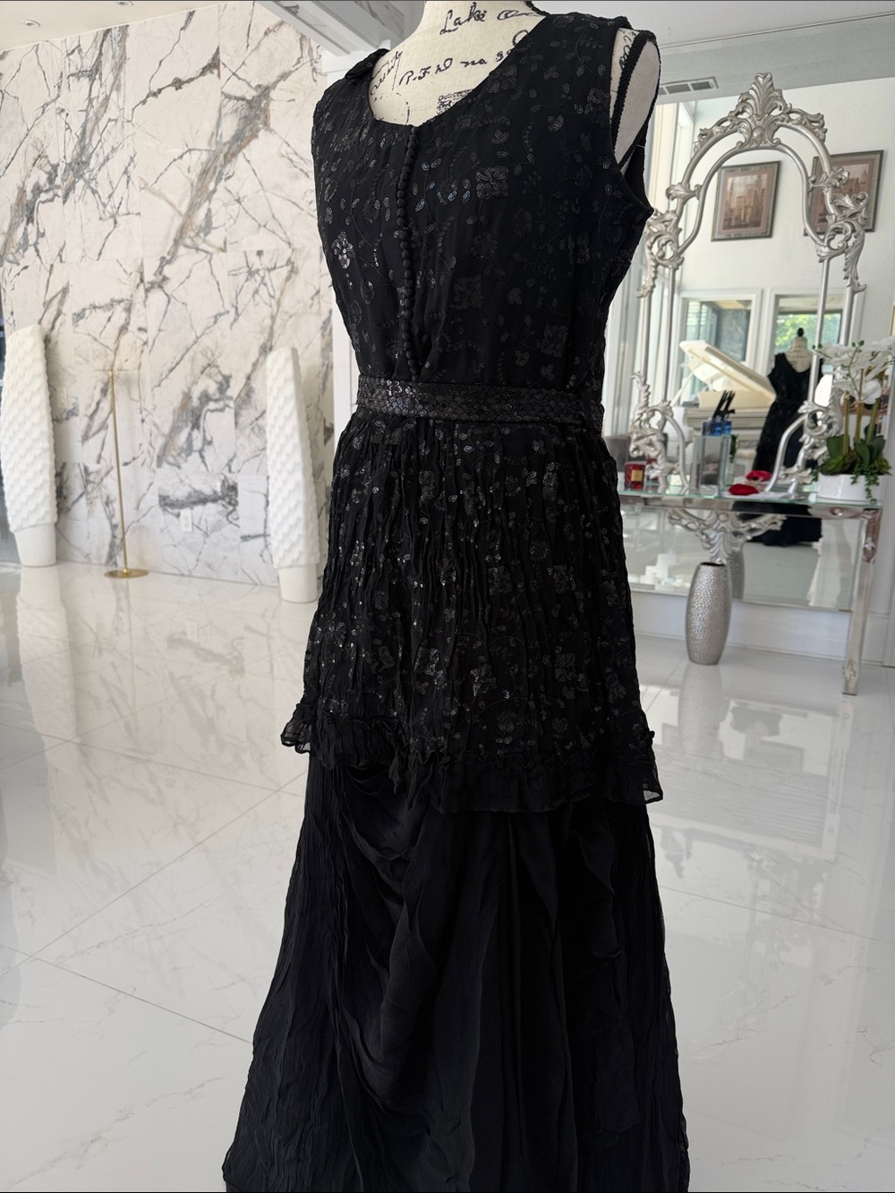 Black Chiffon Indian Langha set